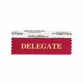 Delegate Maroon Red Award Ribbon w/ Gold Print (4"x1 5/8")